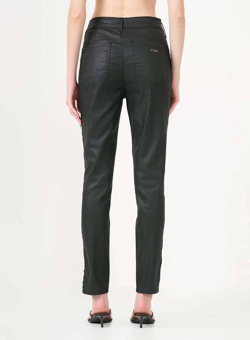 Calça Sarja Skinny Alta Resinada Preto 4