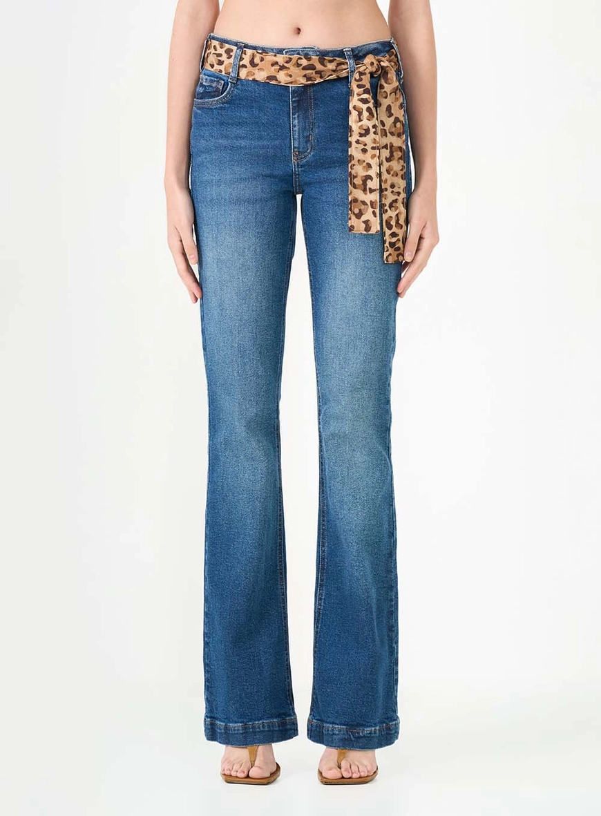 Calça Jeans Boot Cut Com Lenço Índigo 3