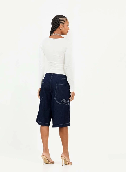 Bermuda Jeans Baggy Bordado