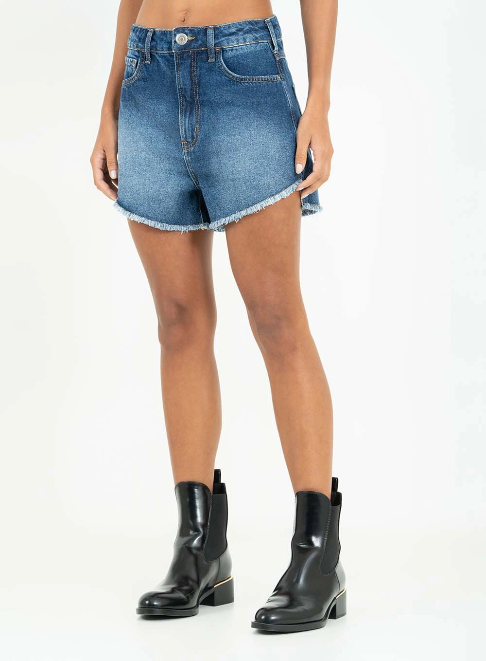 Short Jeans Regular Alta Índigo 3