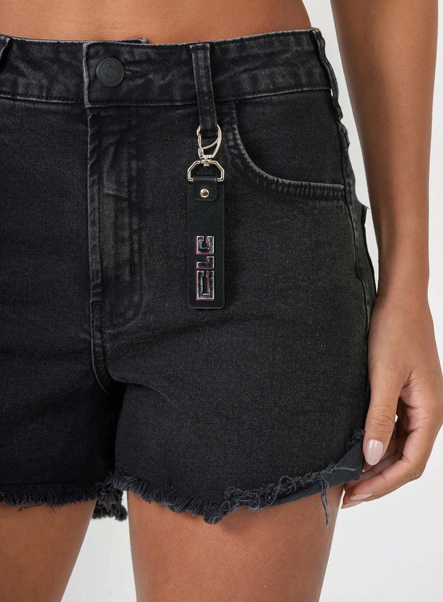 Short Jeans Slim Indigo Preto 4