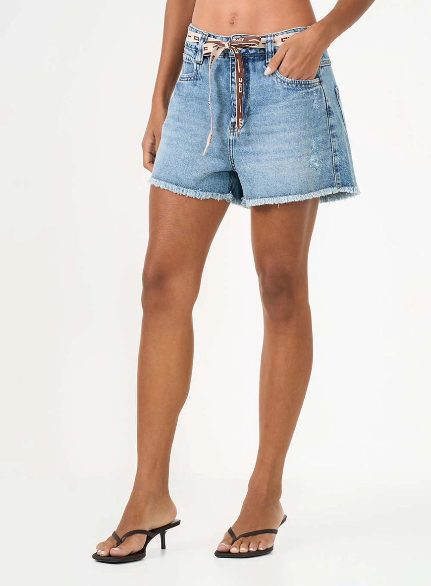 Short Jeans Com Cinto Índigo 4