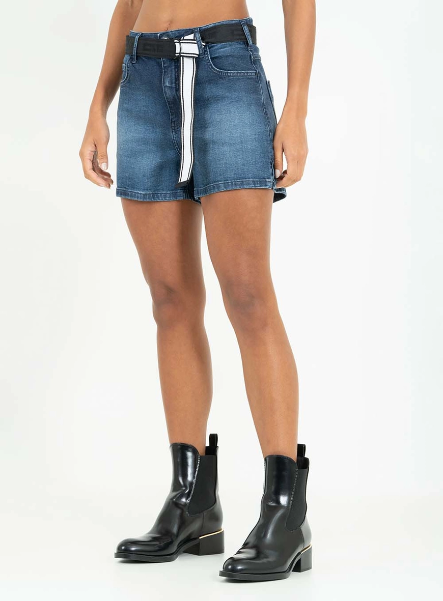 Short Jeans Slim Com Cinto Índigo 3