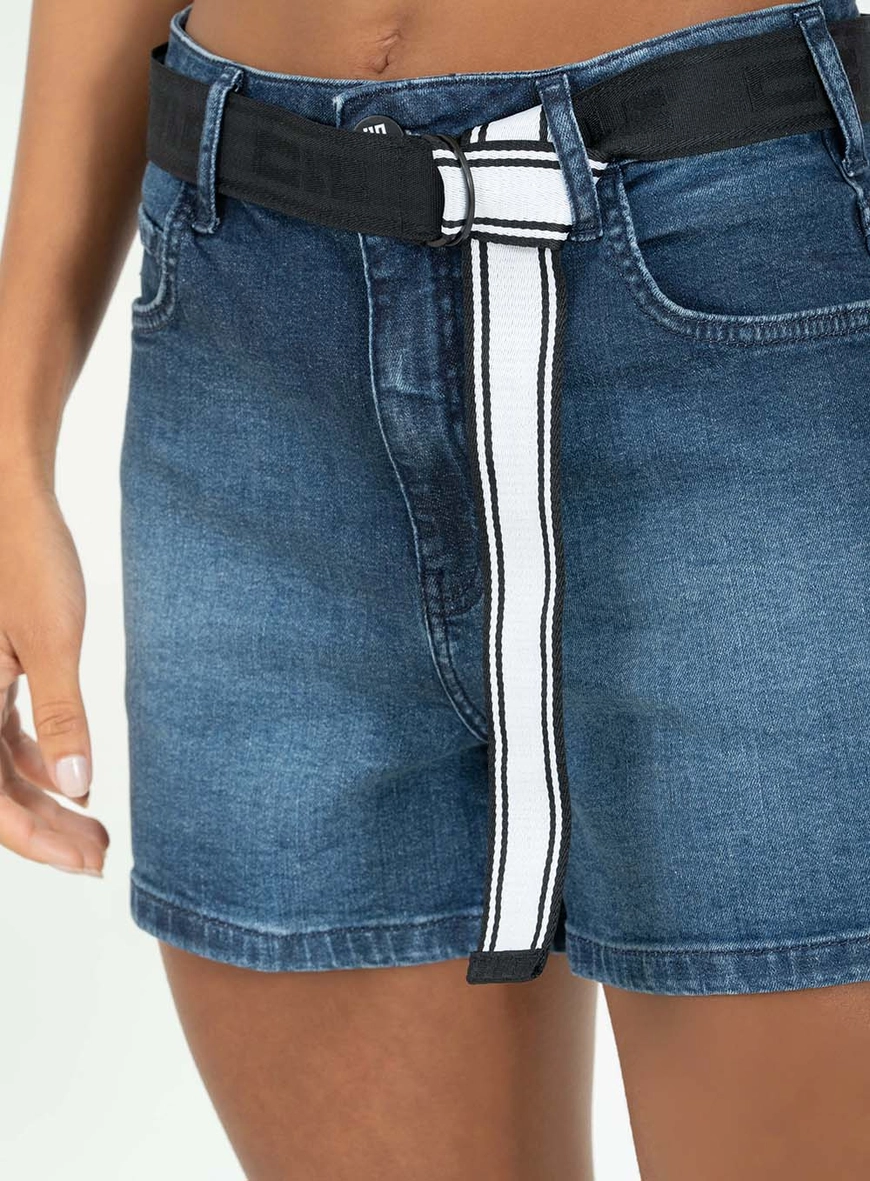 Short Jeans Slim Com Cinto Índigo 5