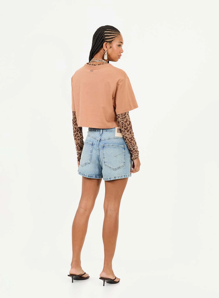Short Jeans Regular Alta Índigo 2