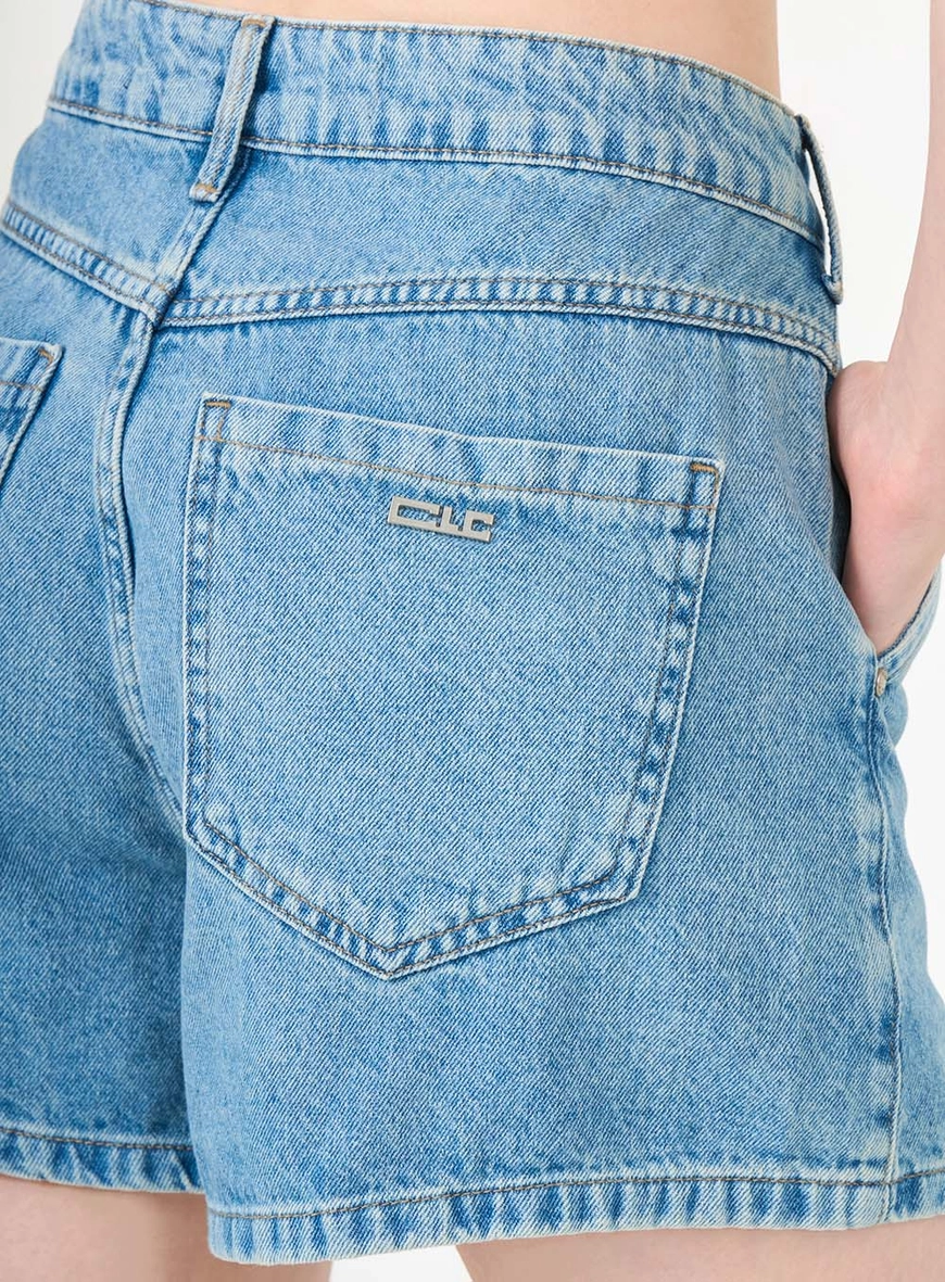 Short Jeans Regular Alta Índigo 5