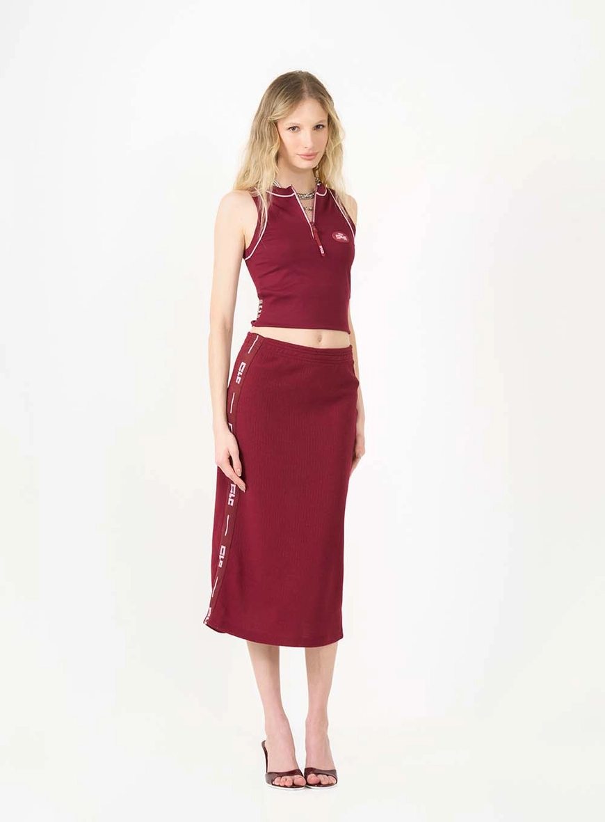 Saia Midi Tricot Comfort Bordô 1