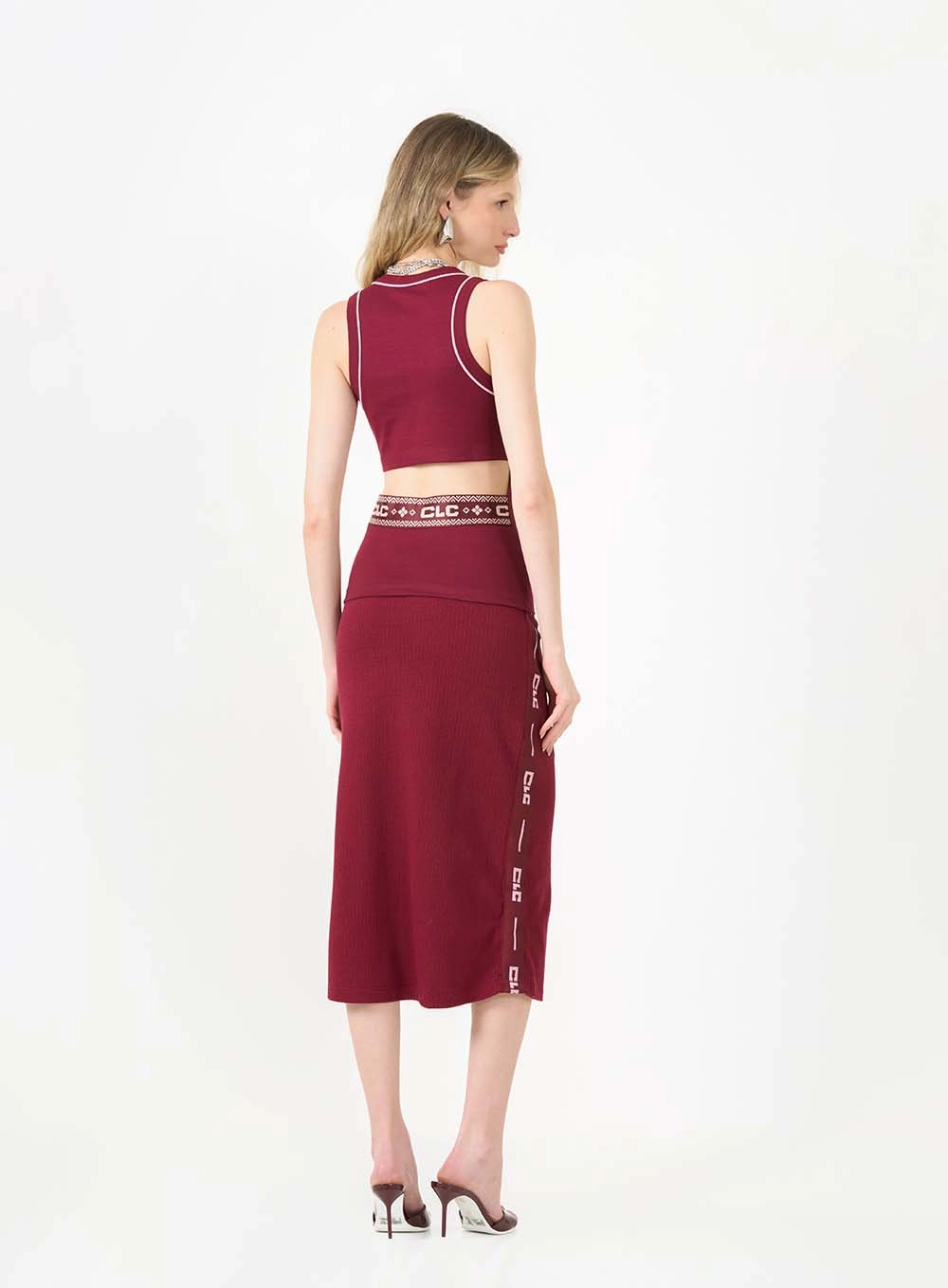 Saia Midi Tricot Comfort Bordô 2