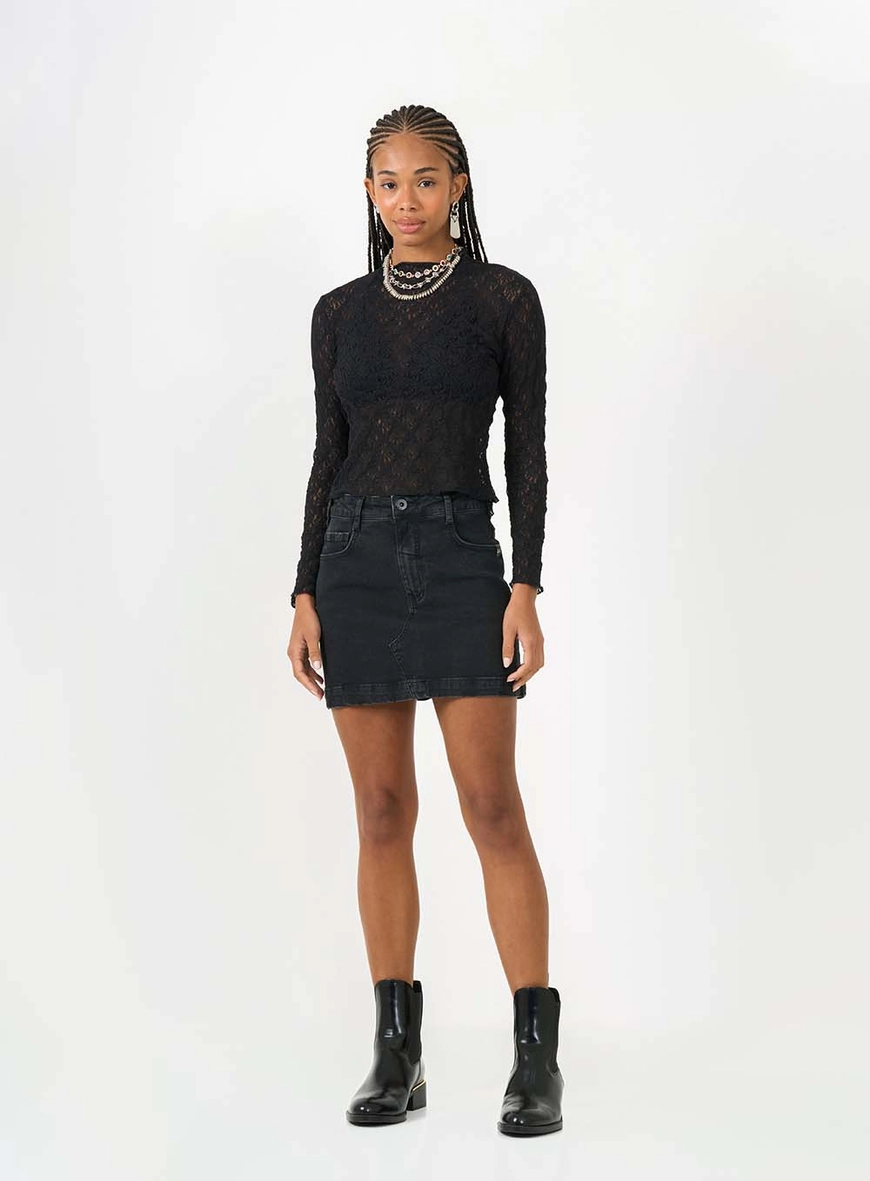 Saia Jeans Indigo Preto 1