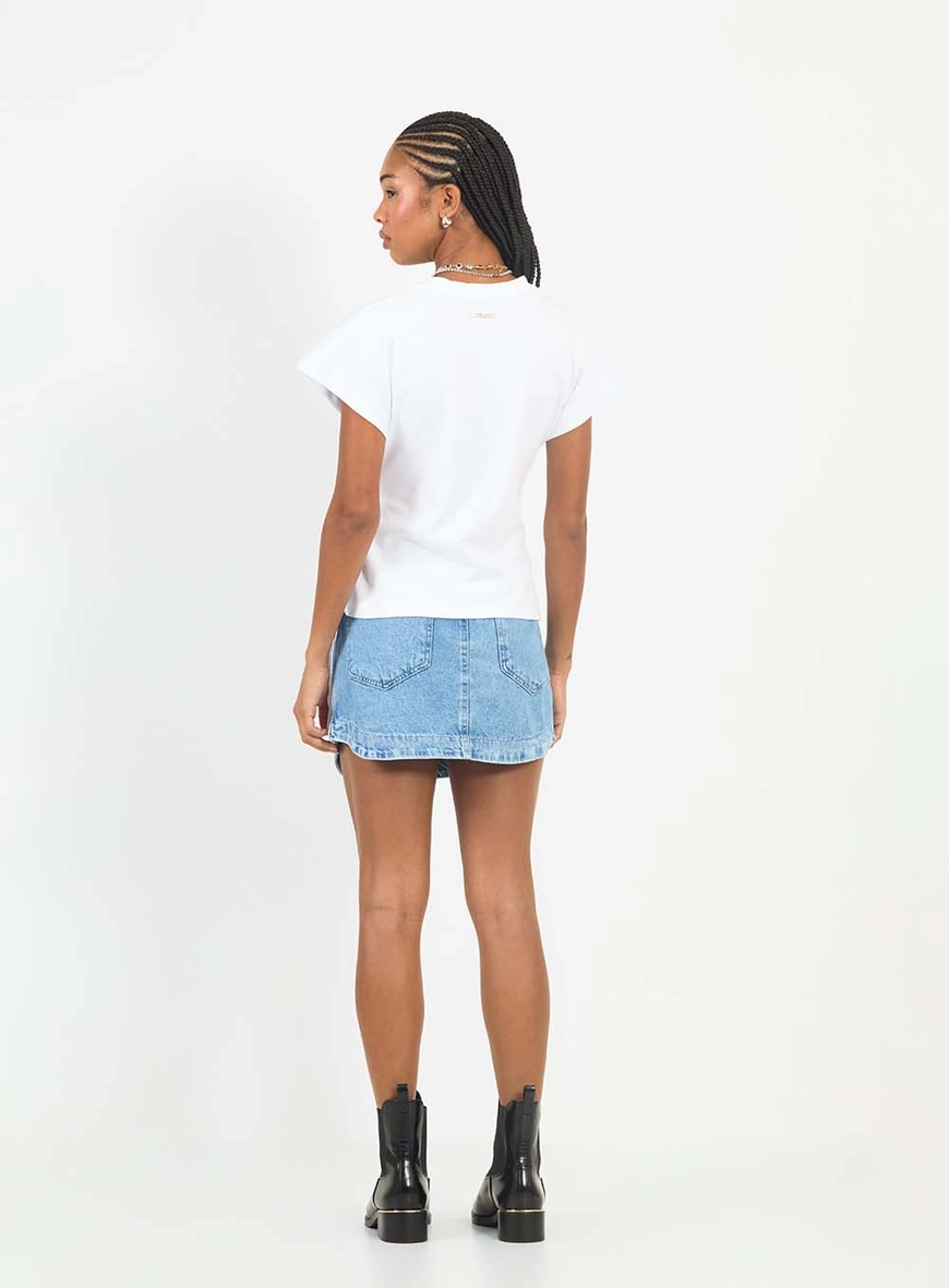 Saia Jeans Com Aplicação Índigo 2