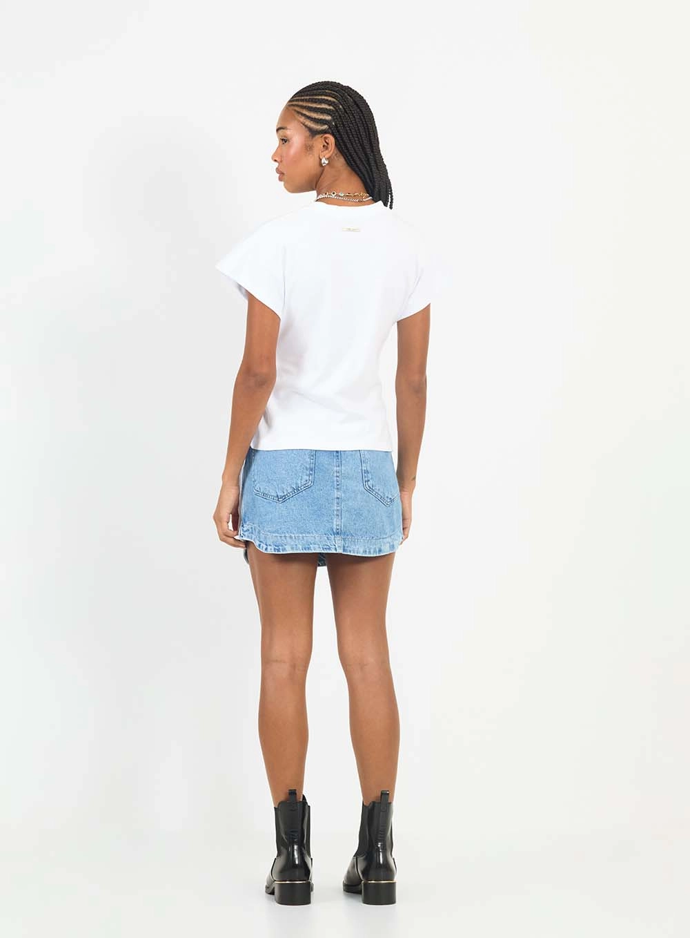 Saia Jeans Com Aplicação Índigo 2