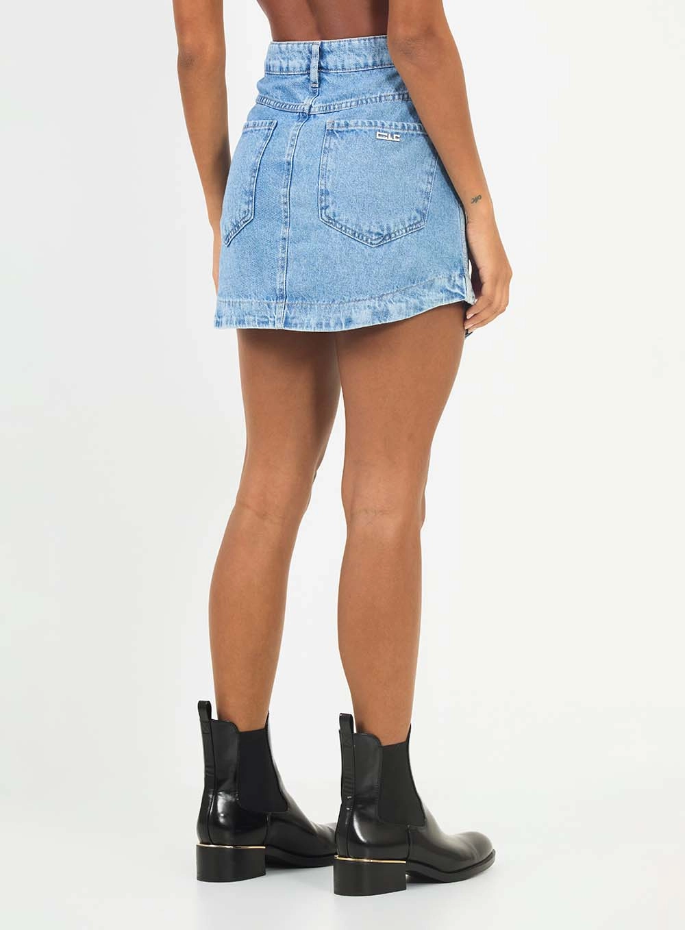 Saia Jeans Com Aplicação Índigo 4
