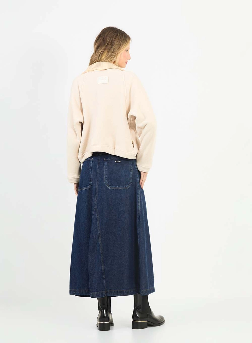 Saia Jeans Com Cinto Índigo 2