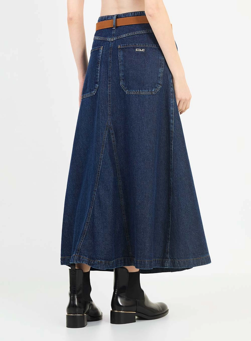 Saia Jeans Com Cinto Índigo 4