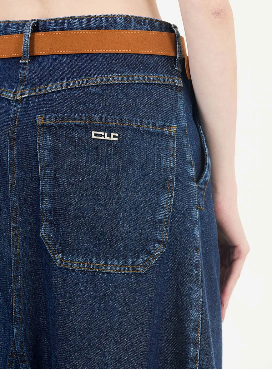 Saia Jeans Com Cinto Índigo 5
