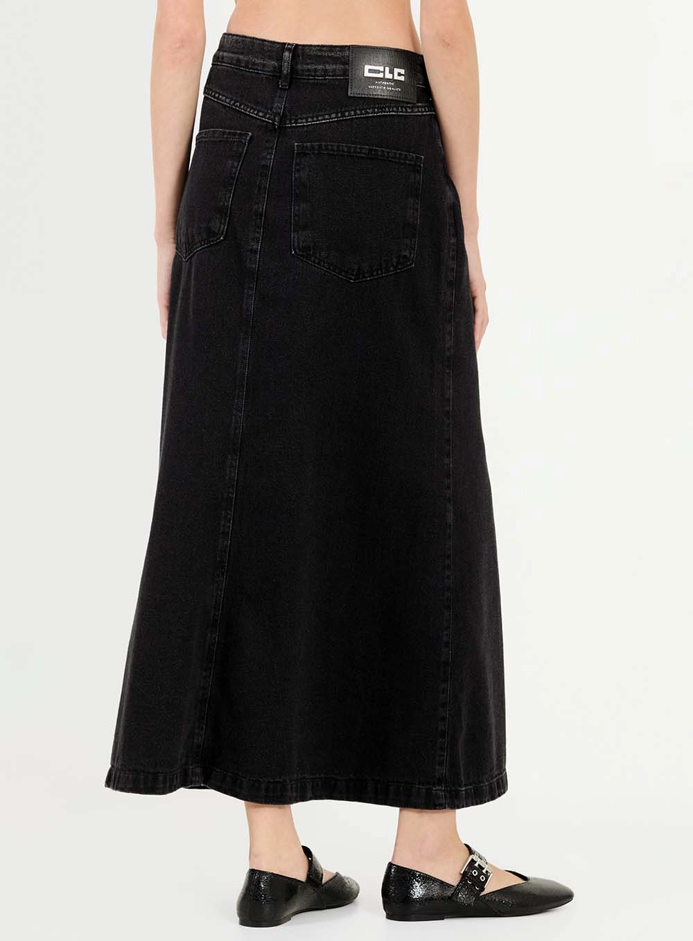 Saia Jeans Flare Indigo Preto 4