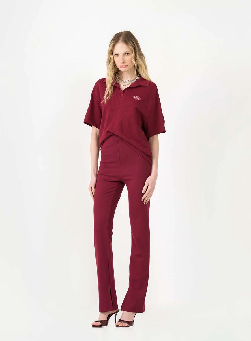 Polo Oversized Texturizada Bordô 4