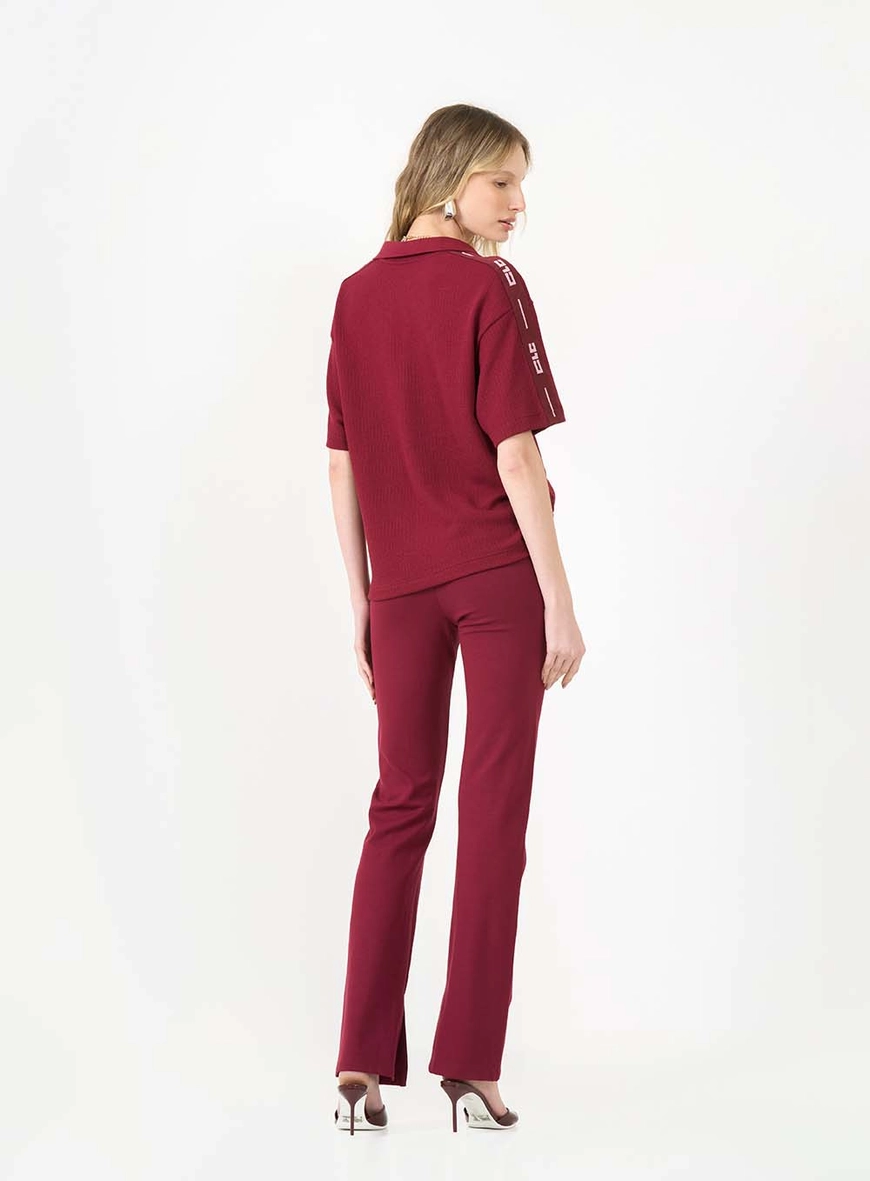 Polo Oversized Texturizada Bordô 5