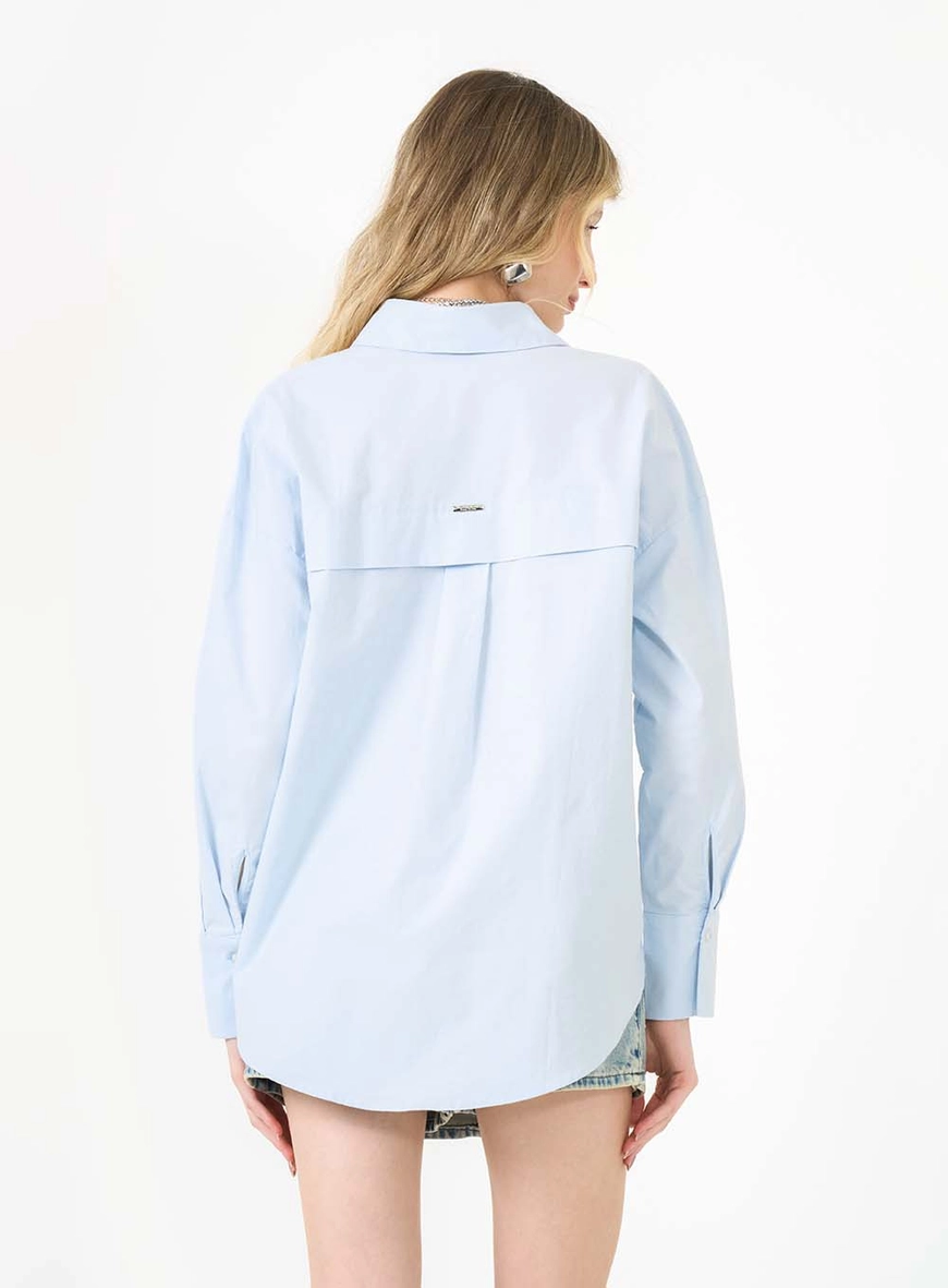 Camisa Oversized De Manga Longa Azul 2