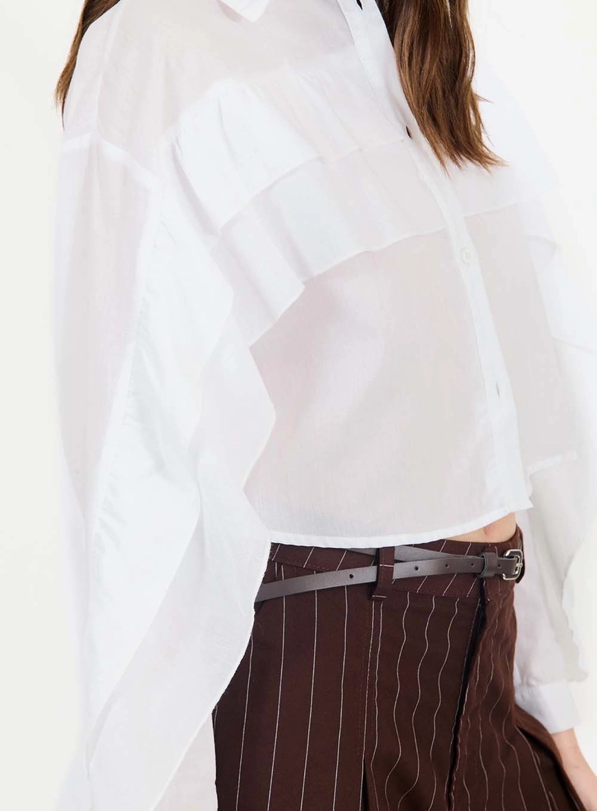 Camisa Feminina Comfort Com Babados Branco 3