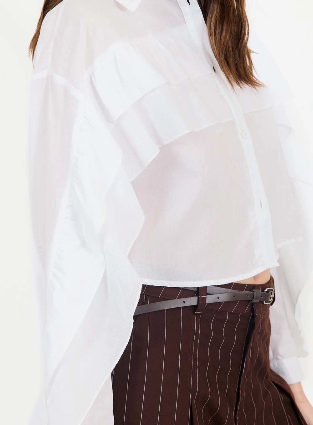 Camisa Feminina Comfort Com Babados Branco 3