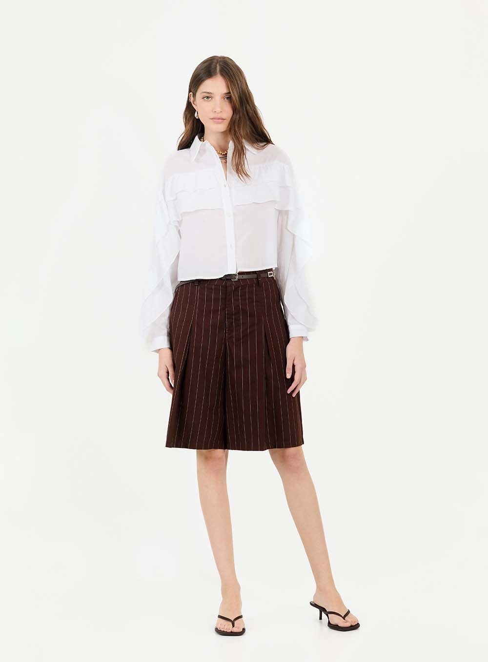 Camisa Feminina Comfort Com Babados Branco 4