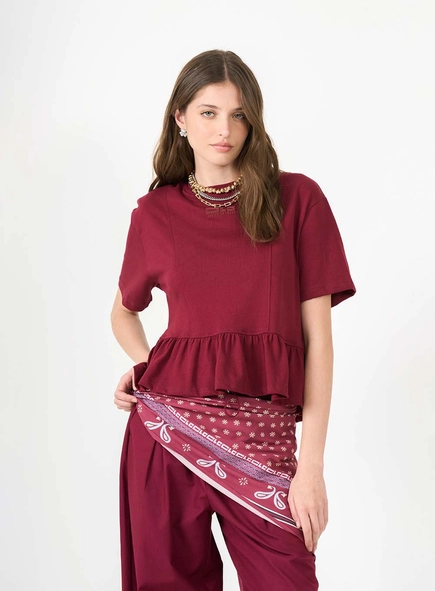 Camiseta Feminina Boy Básica Com Babados