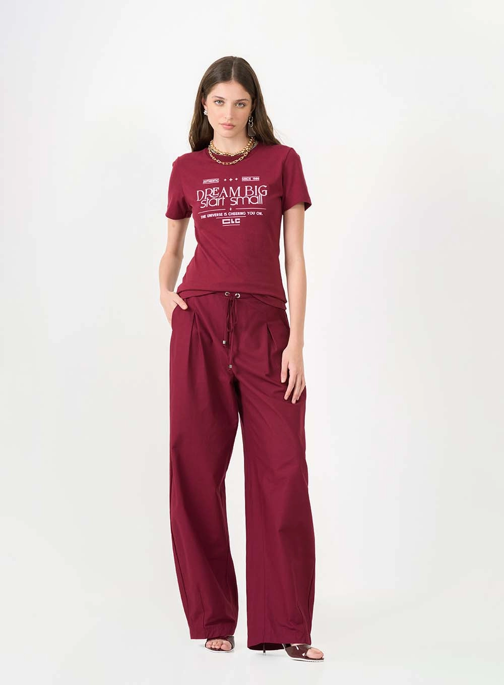 Camiseta Feminina Slim Estampa Bordô 3