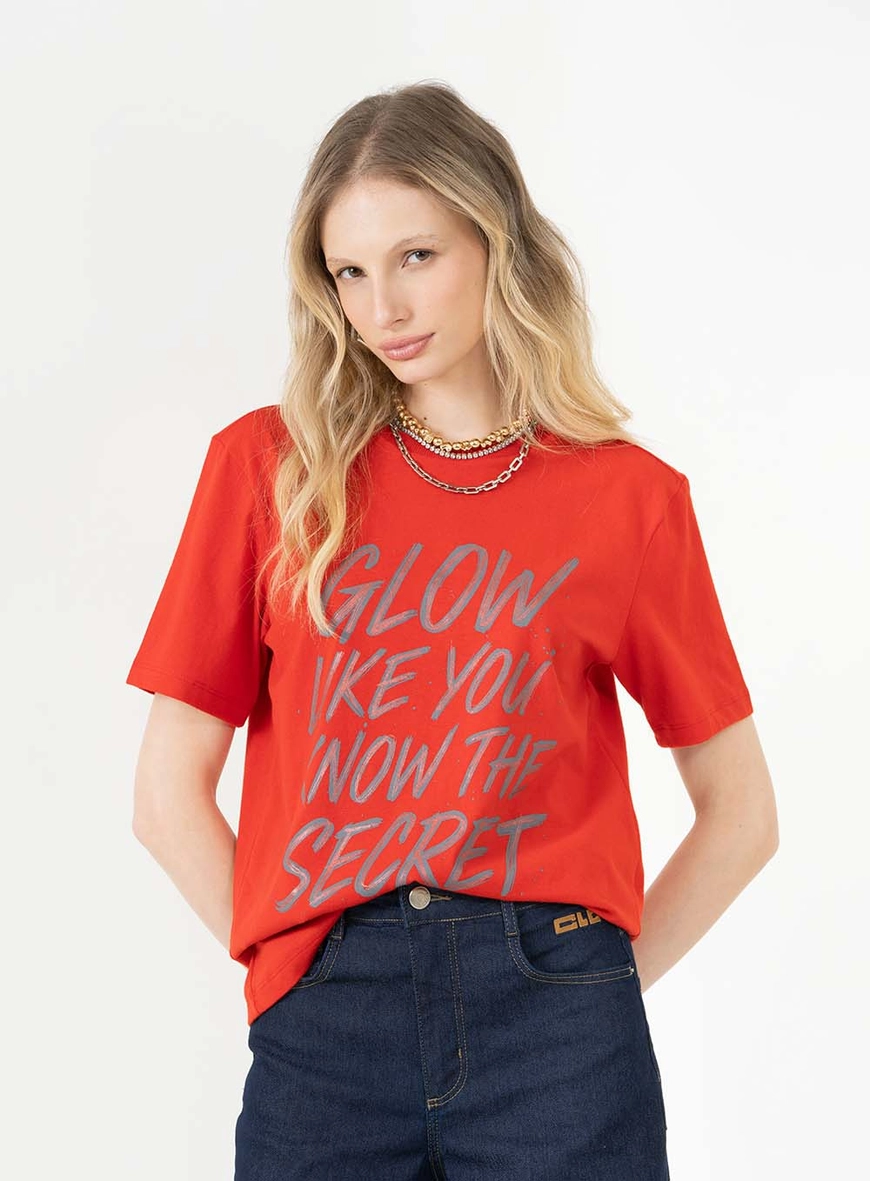 Camiseta Boy Estampada Vermelho 1