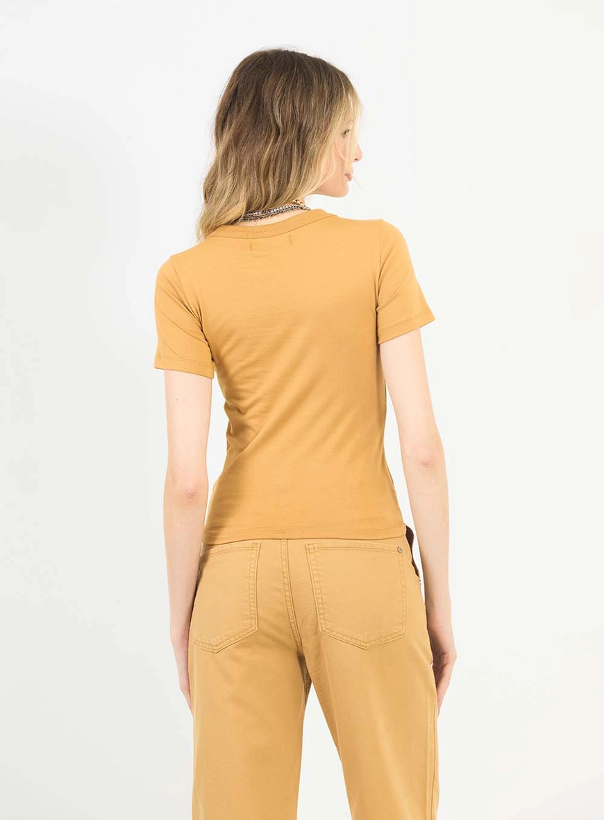 Camiseta Baby Look Com Aplicação Marrom 2