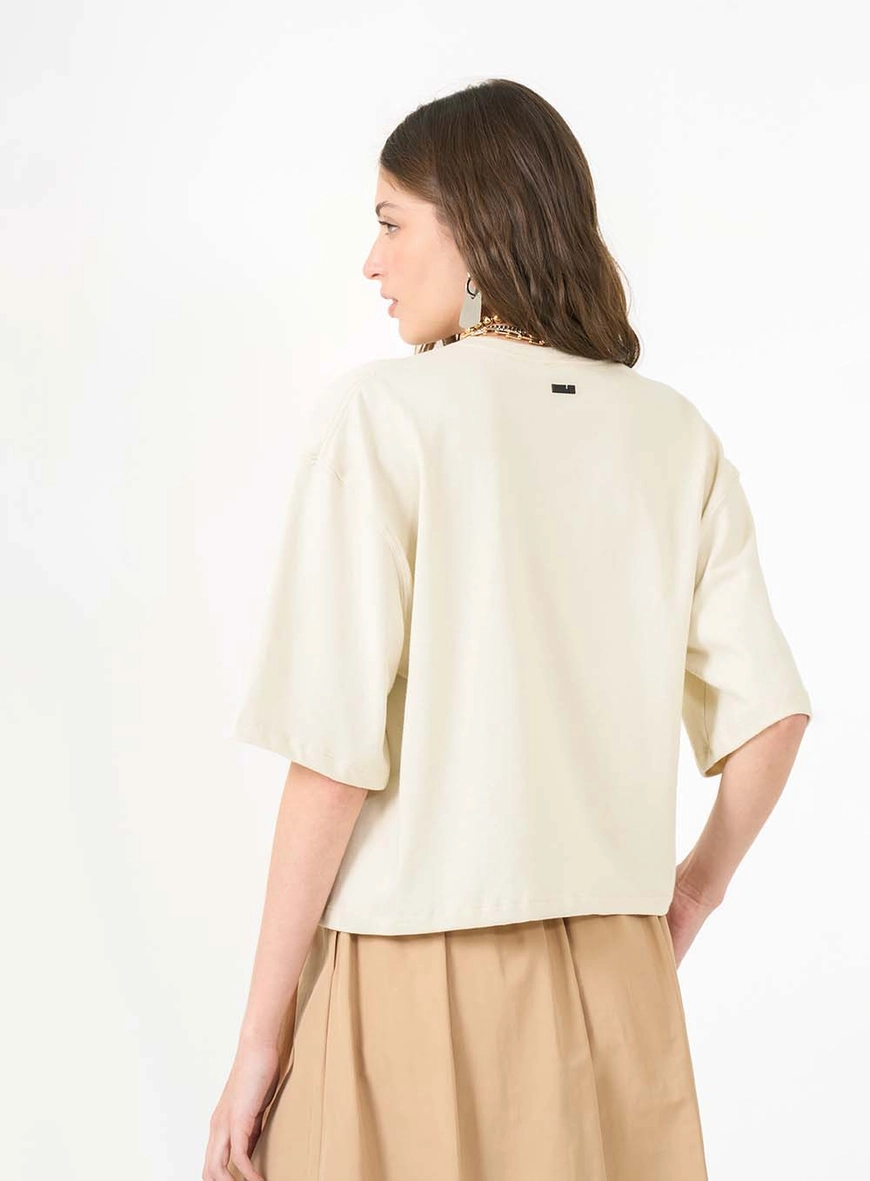 Camiseta Feminina Box Over Bege Italian 2