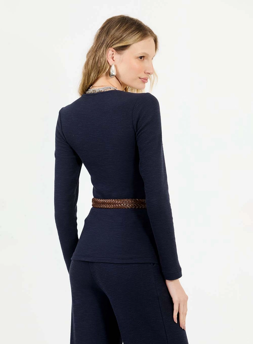 Blusa Small Manga Longa Azul 2
