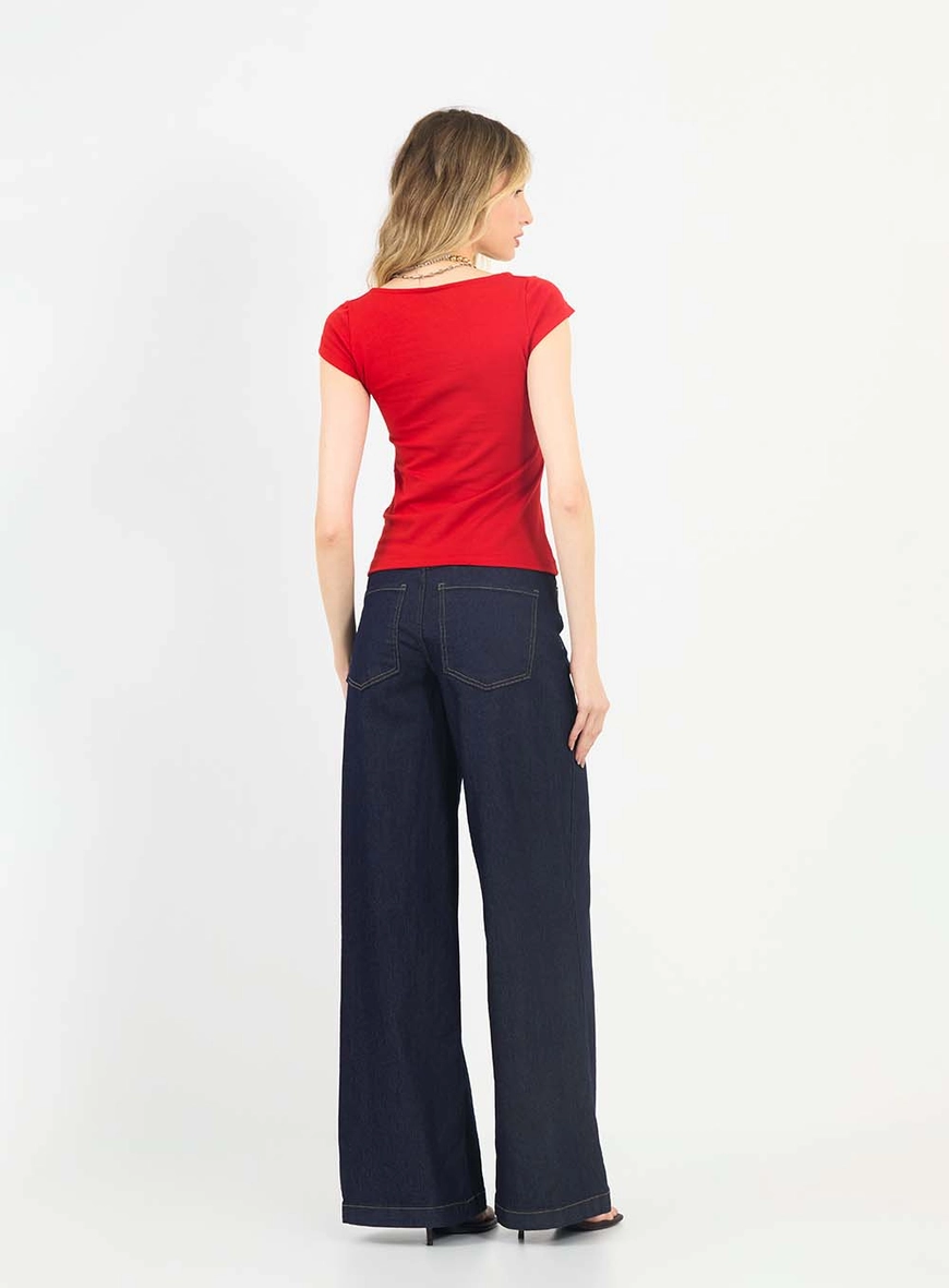 Blusa Slim Manga Curta Vermelho 4