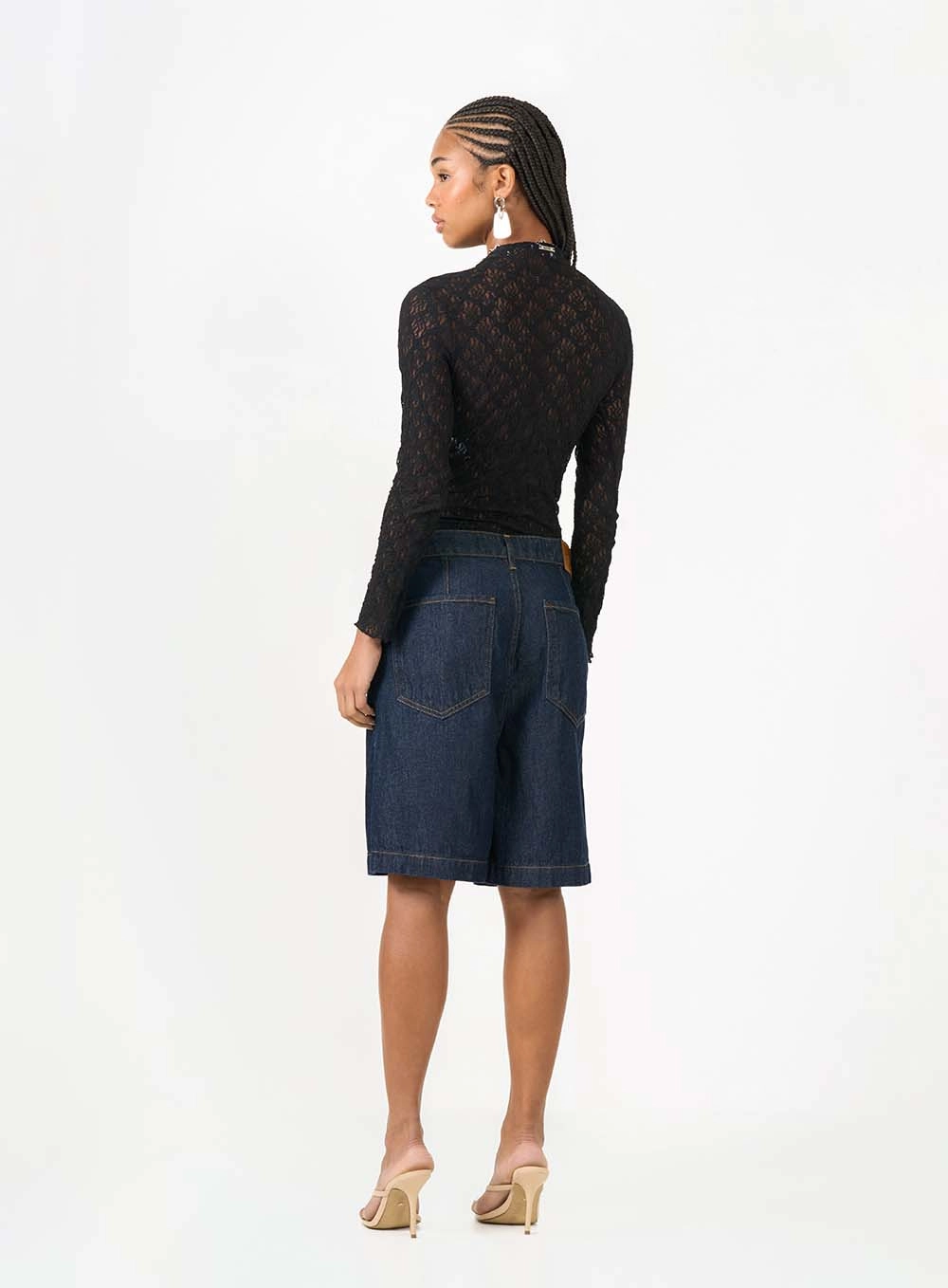 Blusa De Renda Small De Manga Longa Preto 4