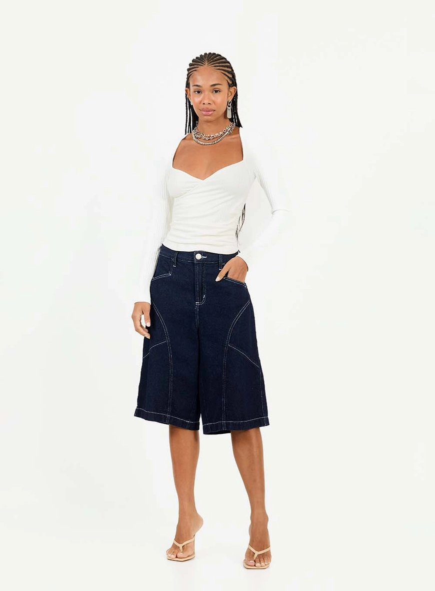 Blusa Slim Canelada Com Transpasse Manga Longa Off Shell 3