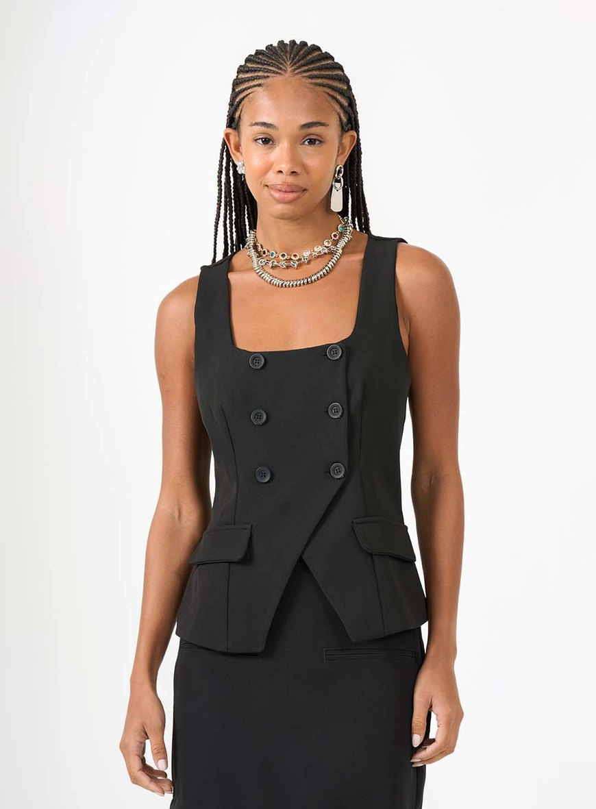 Blusa Alfaiataria Slim Evasê Preto 1
