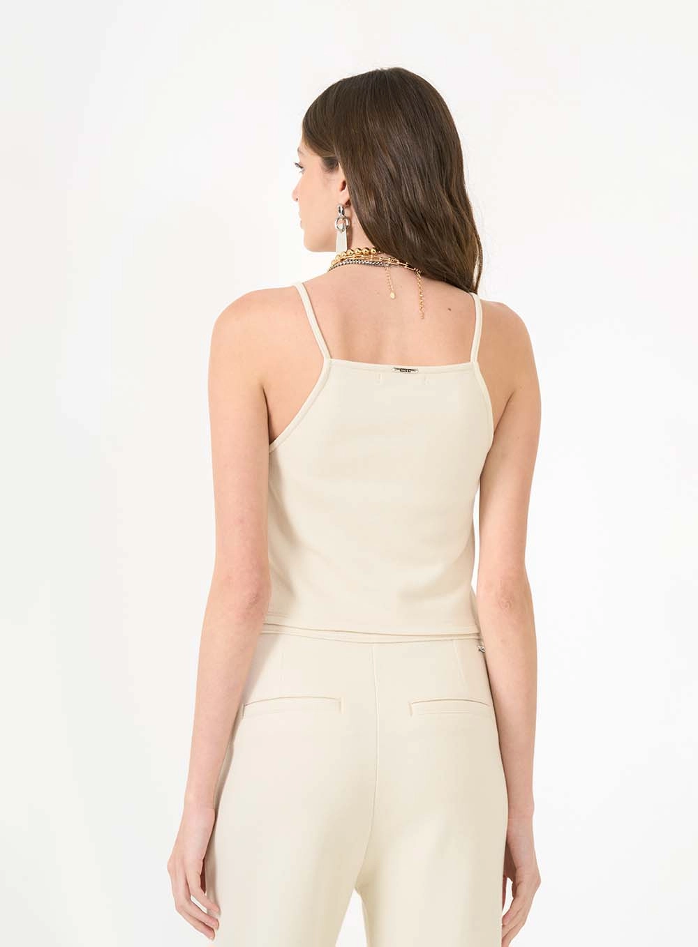 Blusa Slim Com Botões Frontais Bege Italian 2
