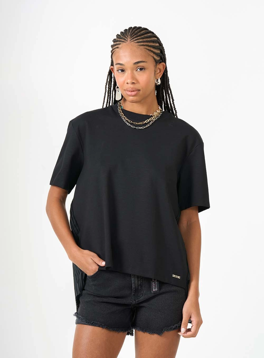 Blusa Detalhe Plissado Preto 1