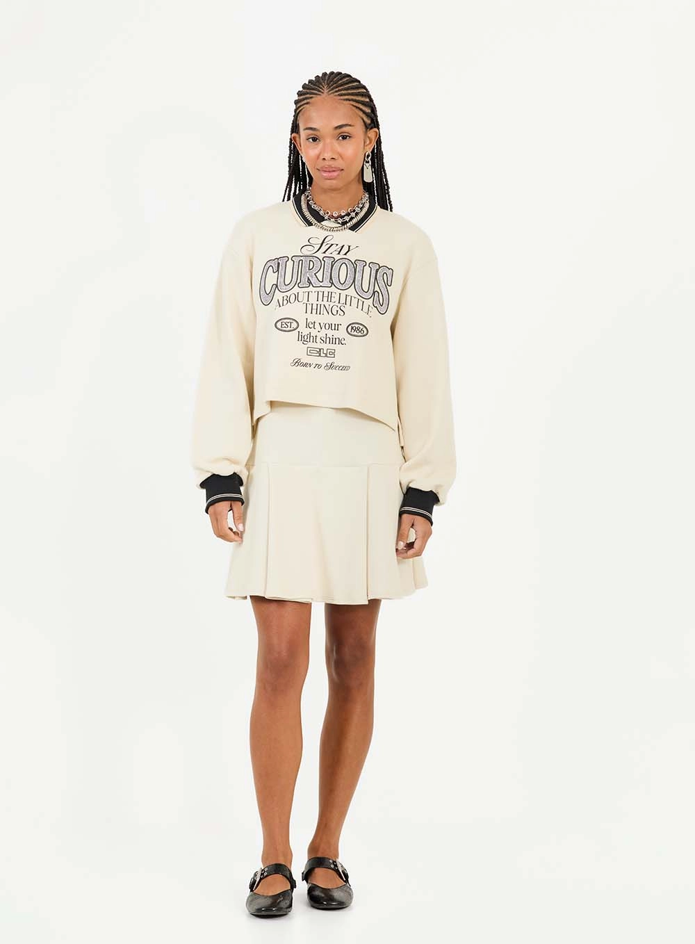 Blusão Boy Cropped Com Gola Estampado Bege Italian 3