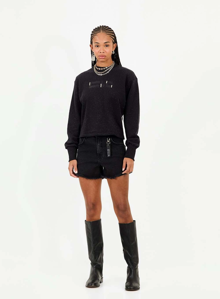 Blusão Moletom Feminino Boy Preto 4