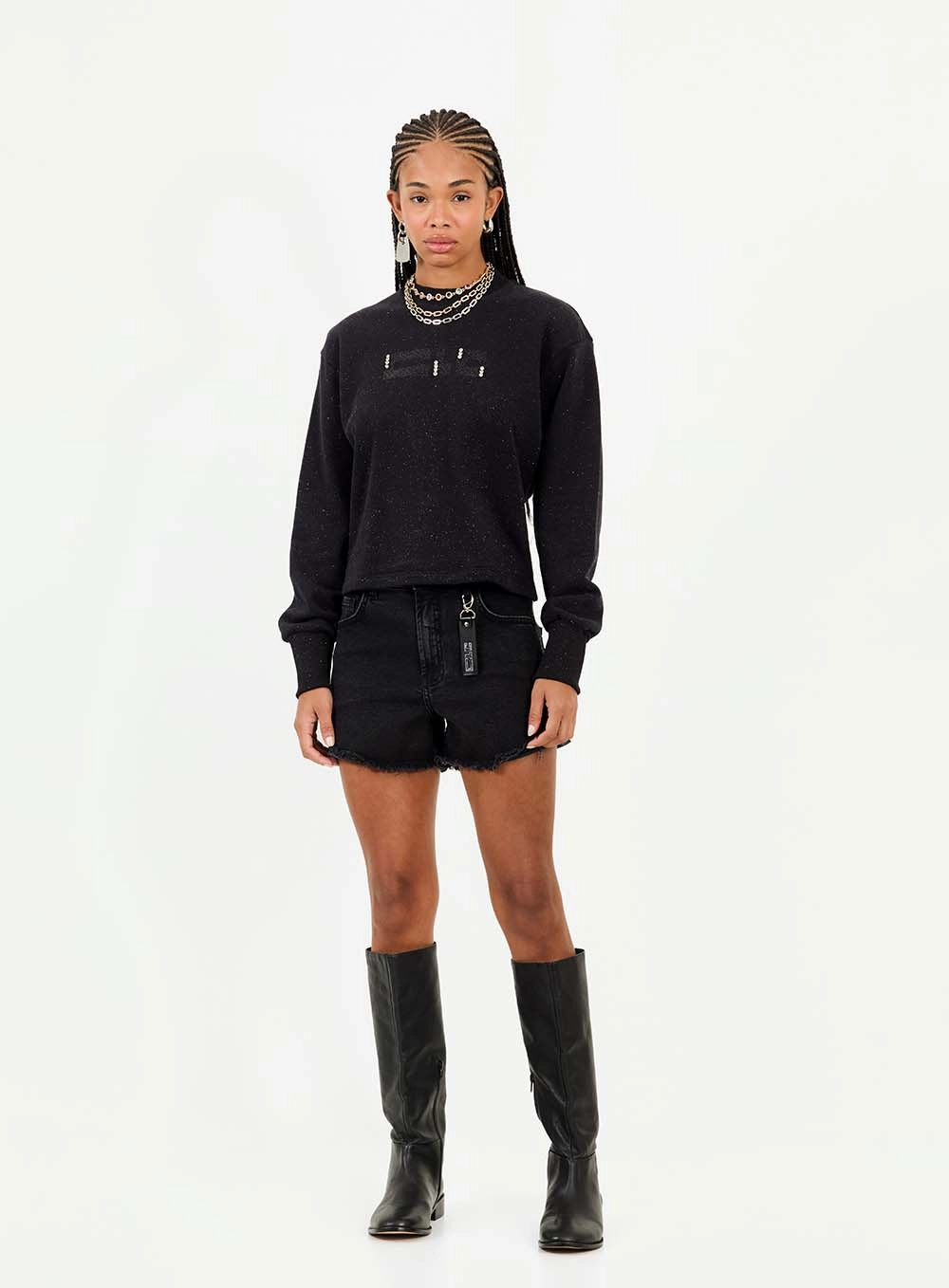 Blusão Moletom Feminino Boy Preto 4