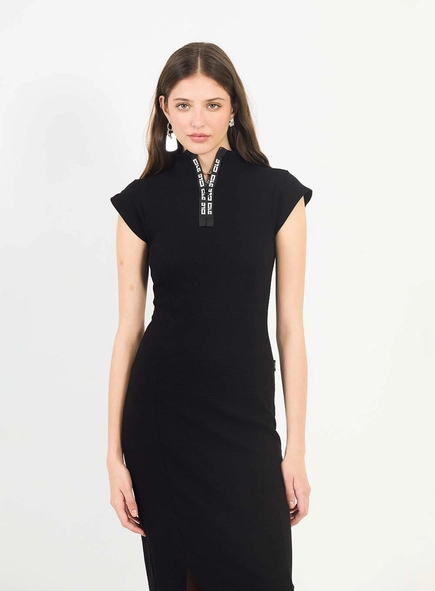 Vestido Midi Slim Com Fenda E Zíper Personalizado