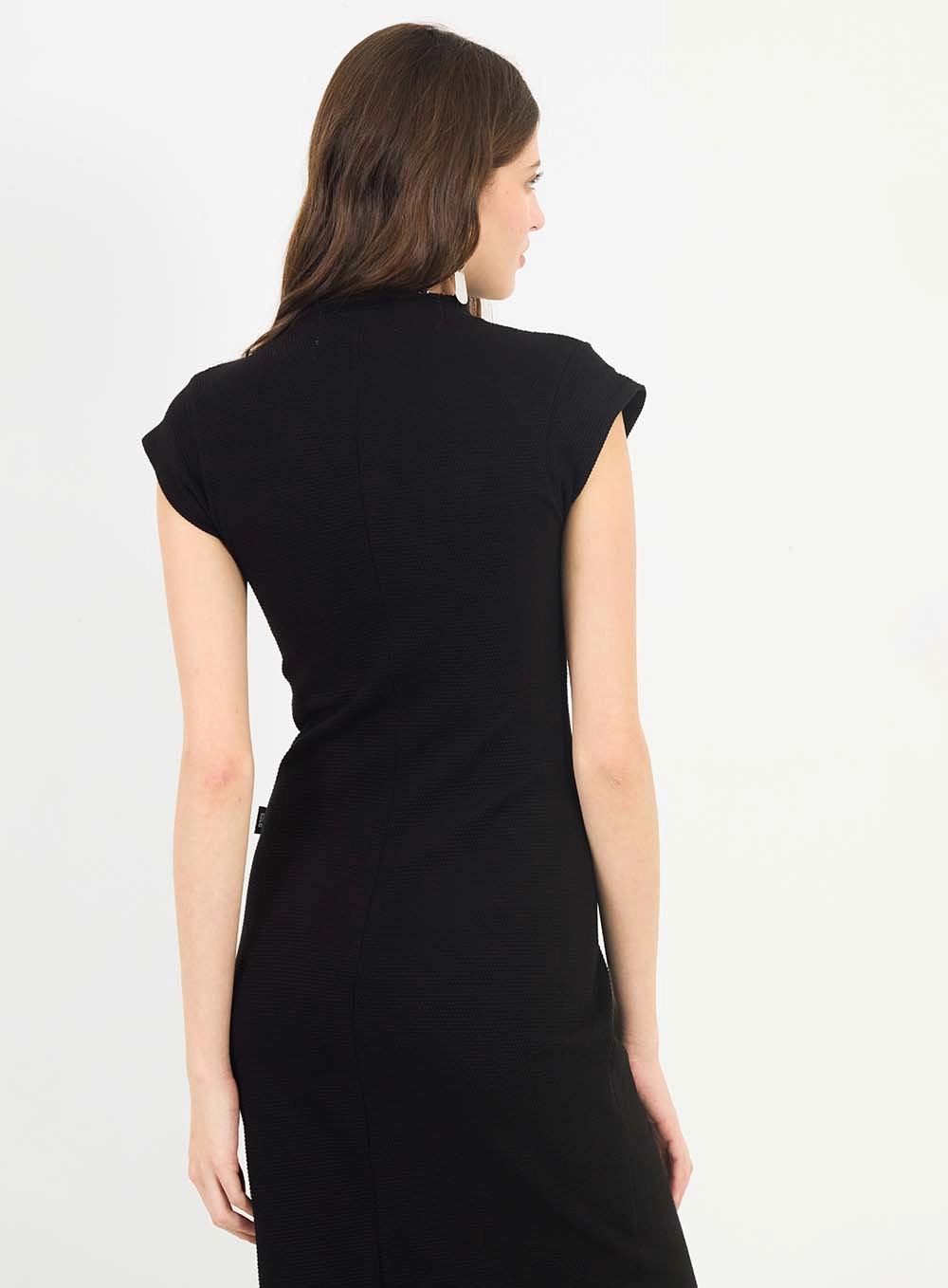 Vestido Midi Slim Com Fenda E Zíper Personalizado Preto 2