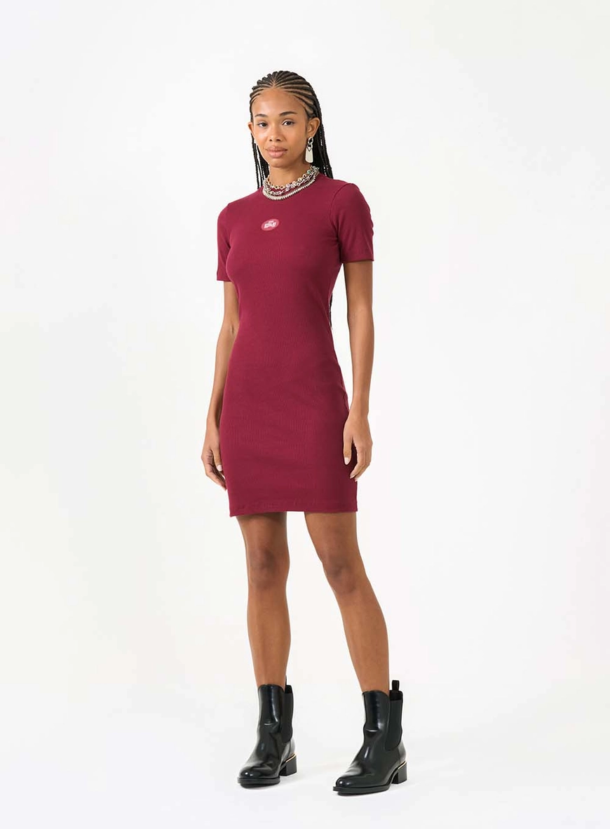Vestido Curto Small Canelado Bordô 1