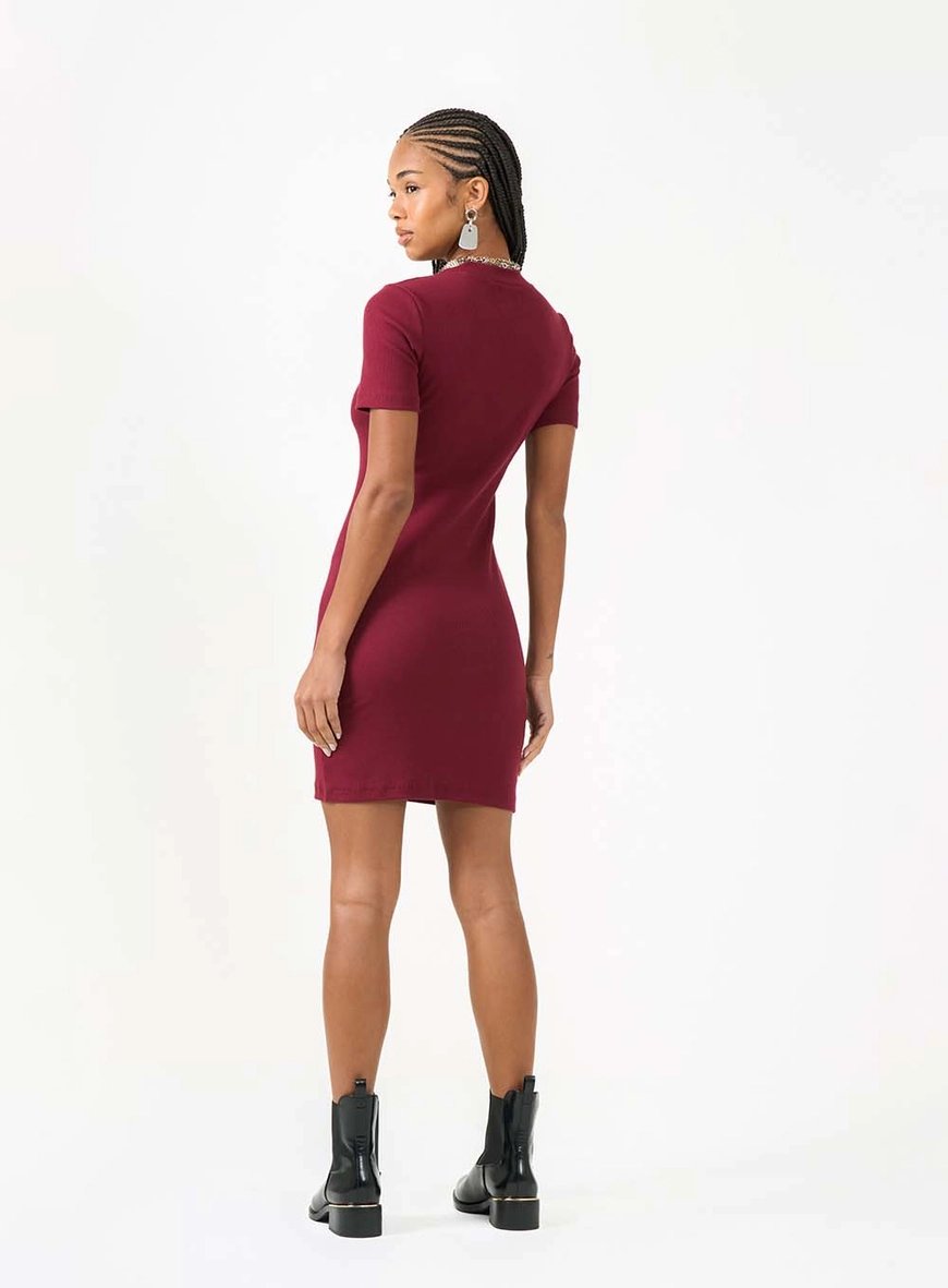 Vestido Curto Small Canelado Bordô 2