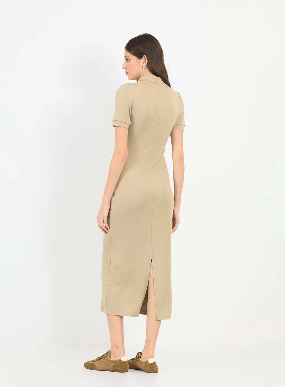 Vestido Midi Slim Polo Bege 2