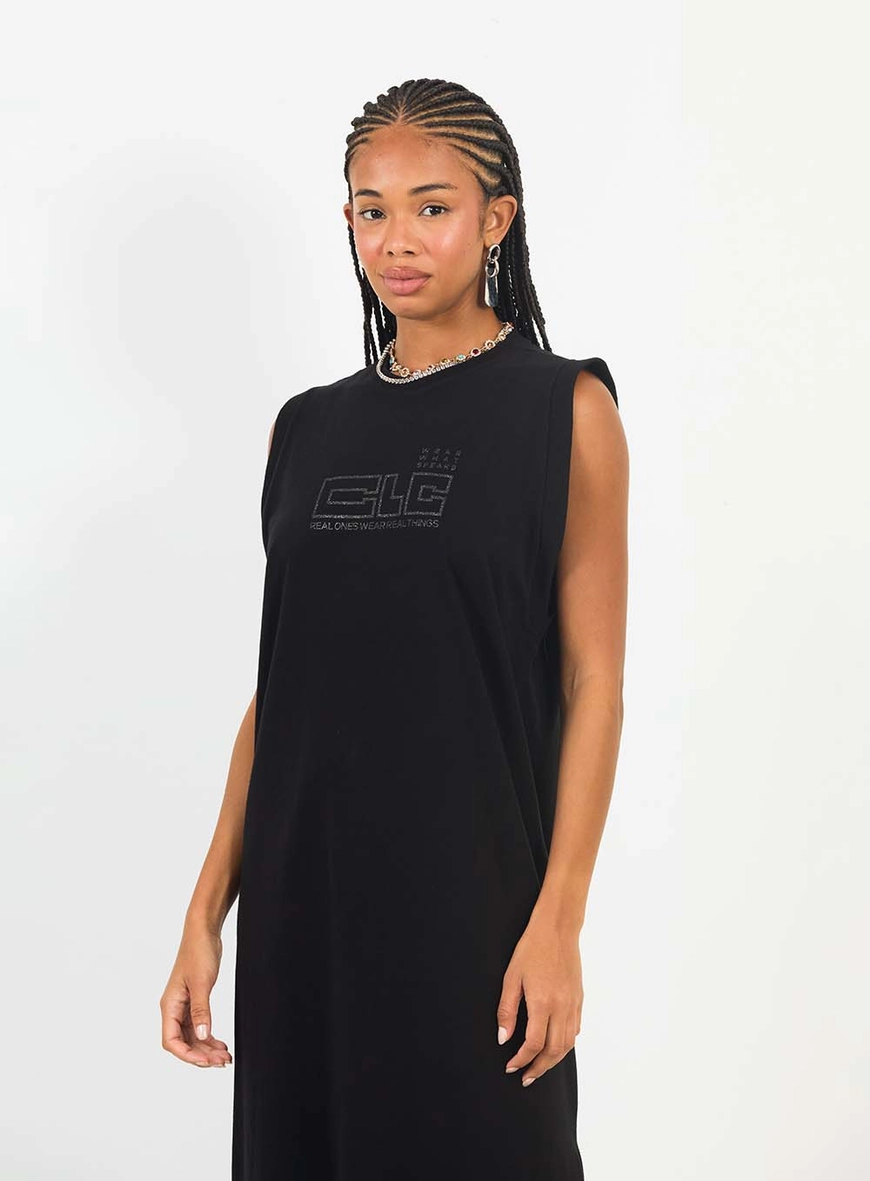 Vestido Midi Comfort Com Fenda Preto 3