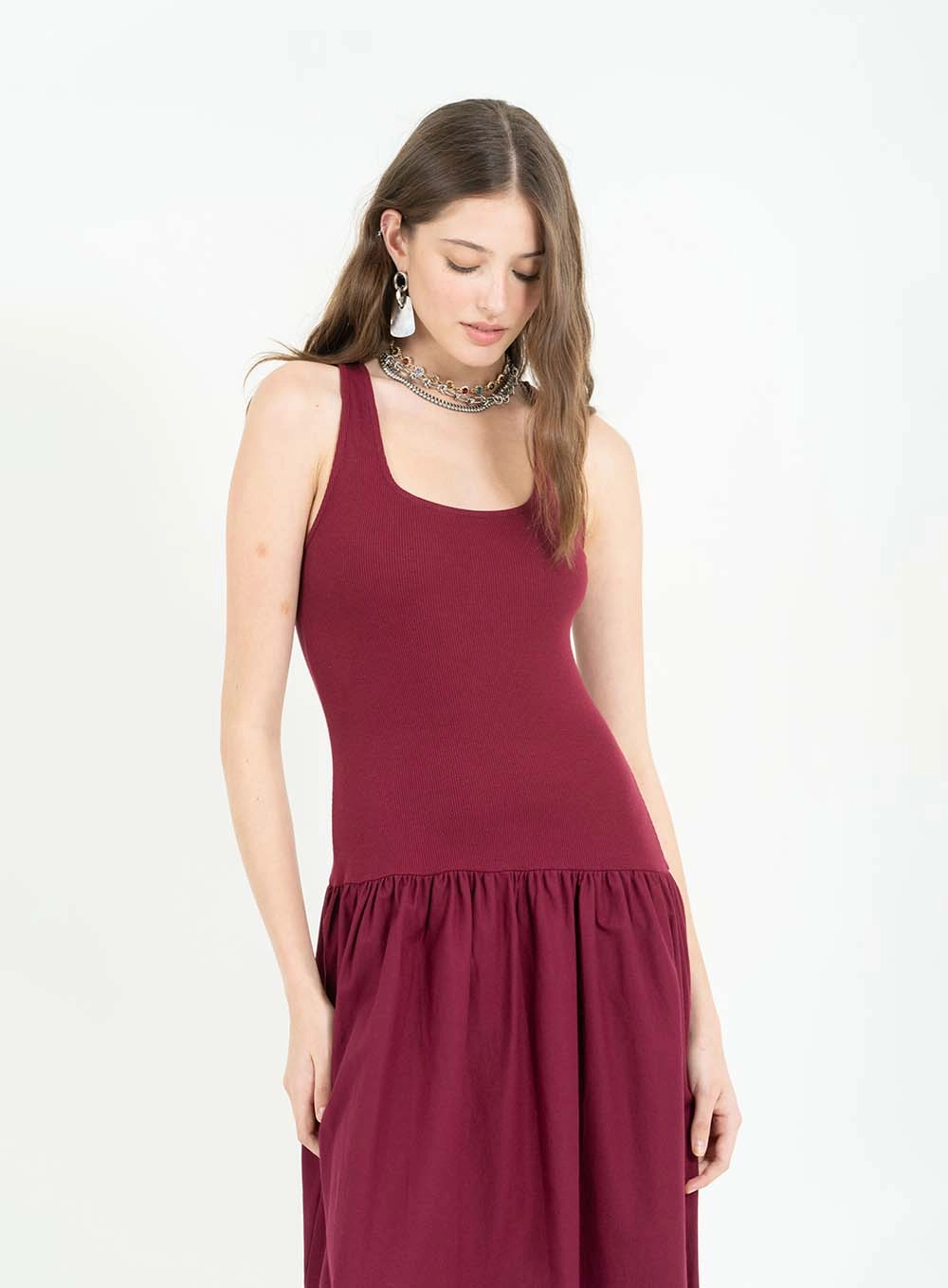 Vestido Canelado Bordô 3