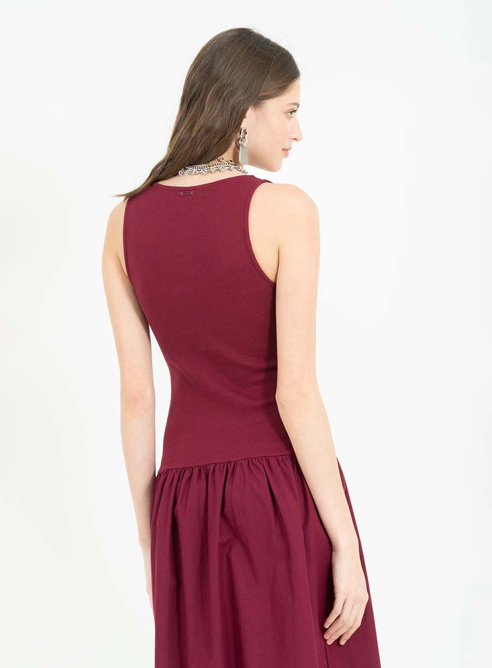 Vestido Canelado Bordô 4