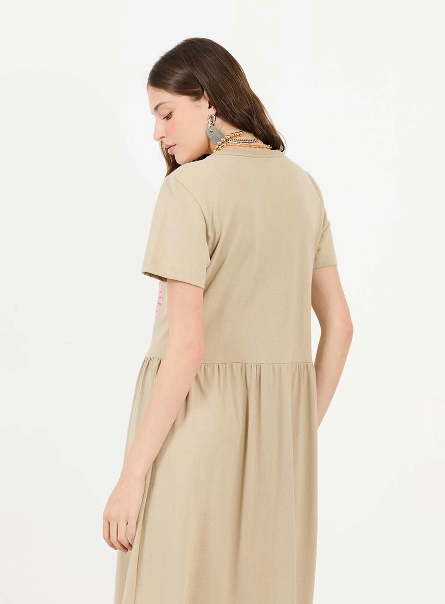 Vestido Midi Comfort Bege 4